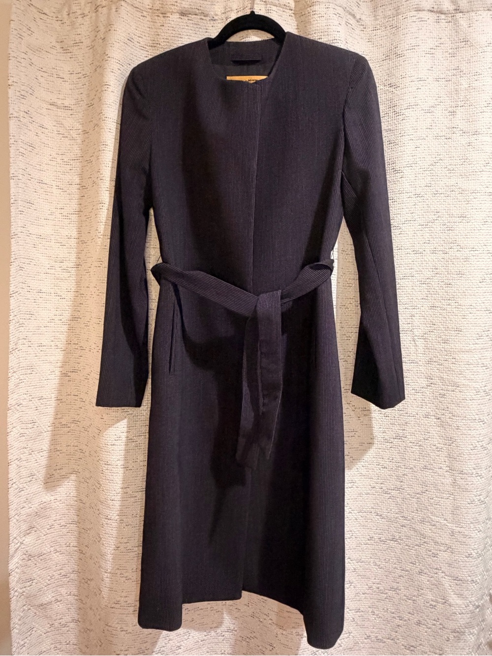Donna Karan Black Long Sleeve Belted Coat
